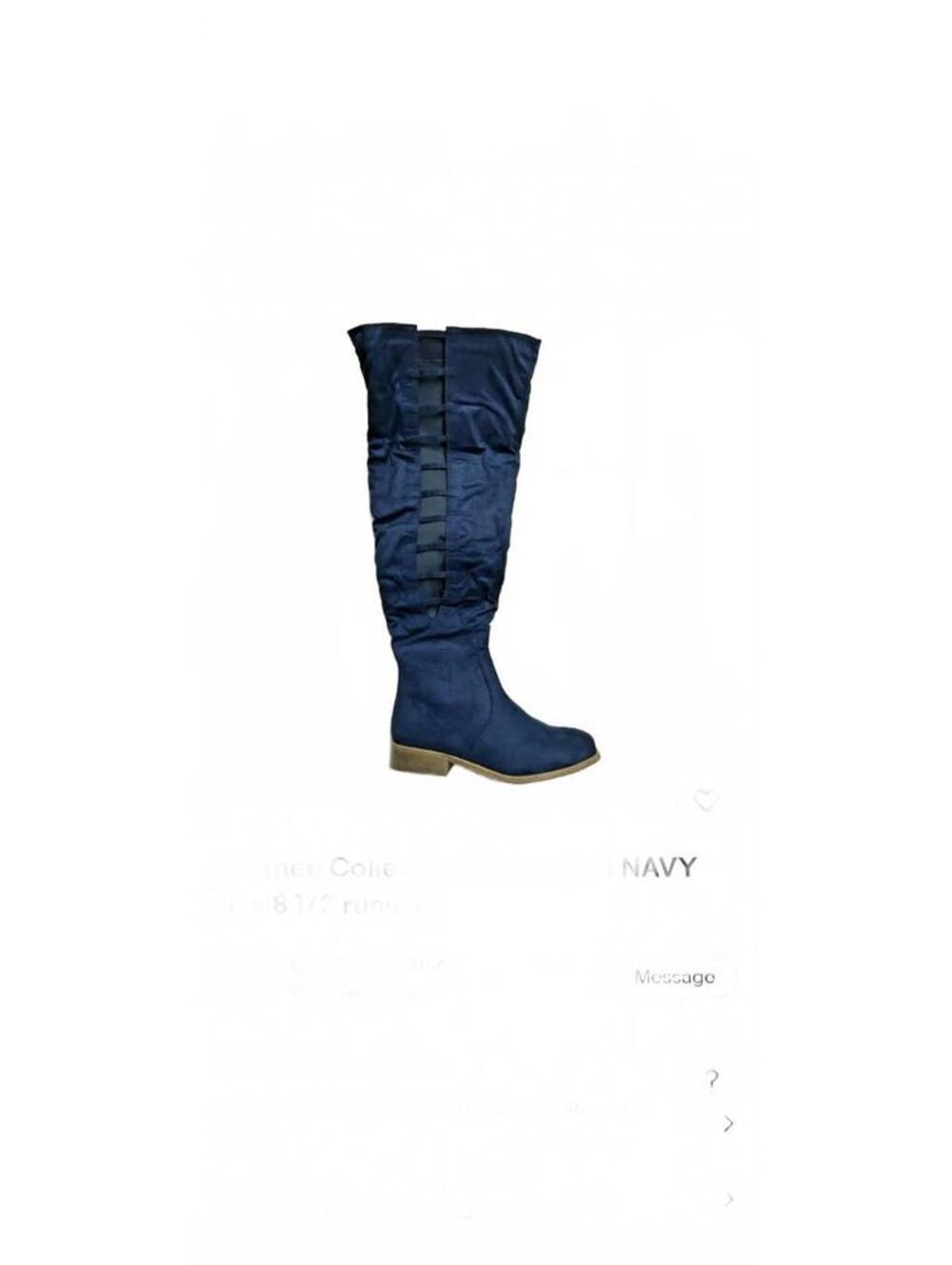 NEW womens Journee collection navy blue Thigh high flat suede boot size 9.5